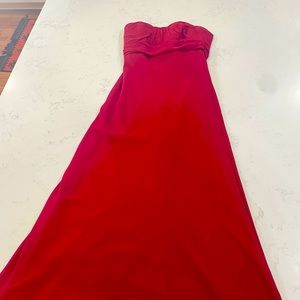 David Bridal’s formal long, strapless red dress